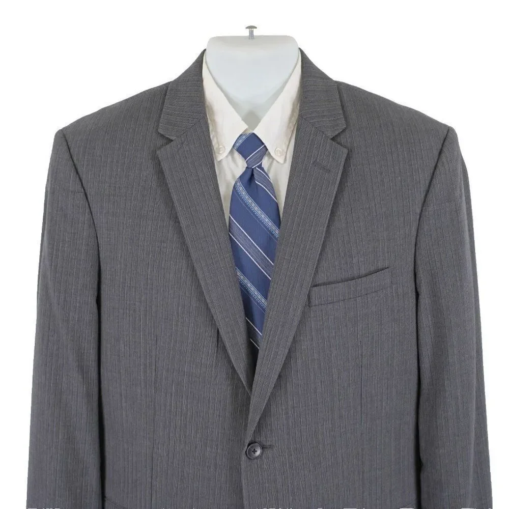 Joseph Jos A Bank Wool Gray Striped 2 Piece Suit 40R / Slim 42R 38/30 Flat Front